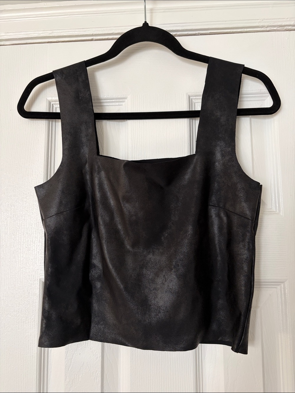 Gianni Bini Black Faux Leather Square-Neck Camisole